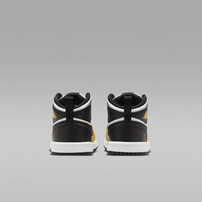 Nike Jordan 1 Mid Schoenen Kinderen Zwart Geel Nederland | 624879-TMF