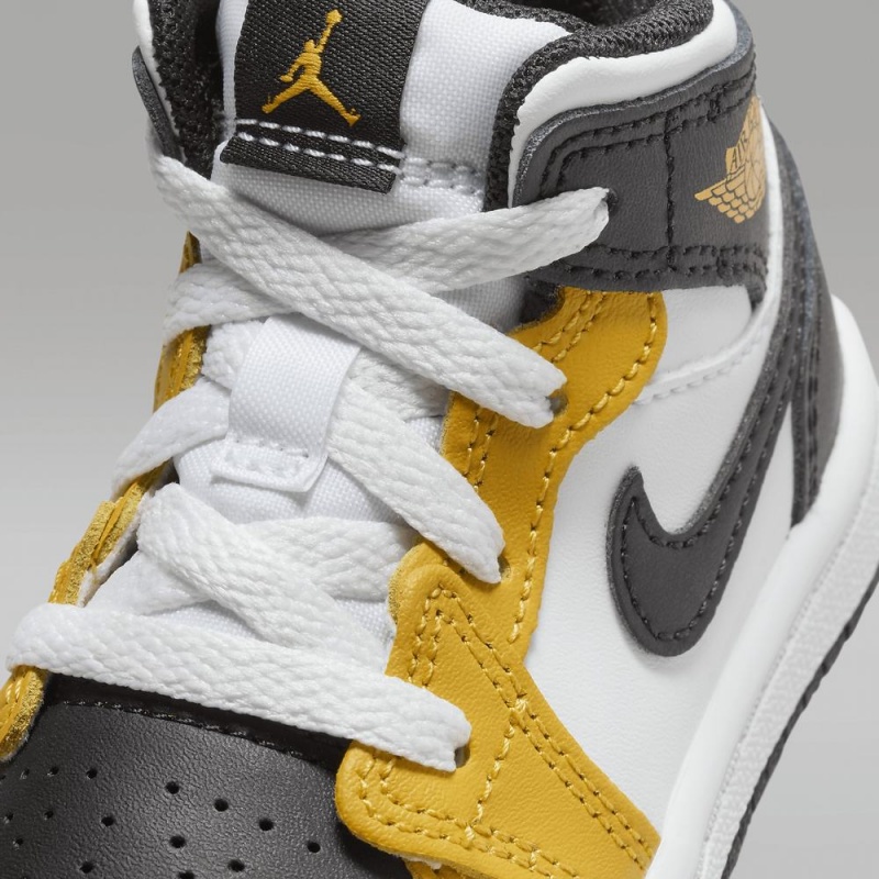 Nike Jordan 1 Mid Schoenen Kinderen Zwart Geel Nederland | 624879-TMF
