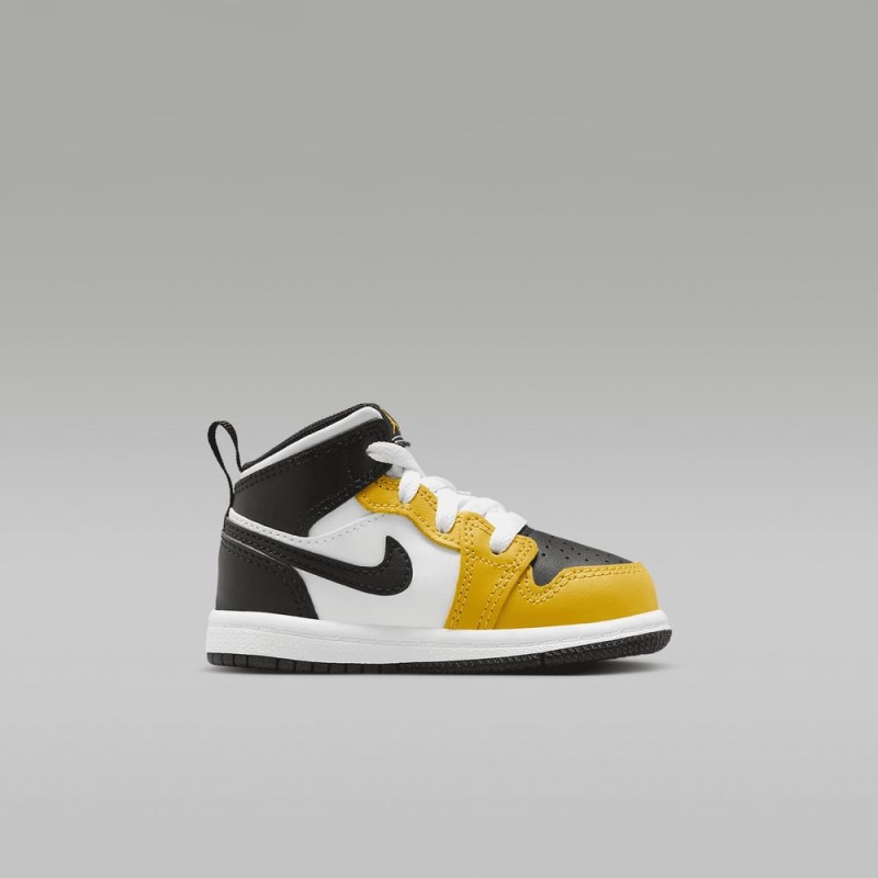Nike Jordan 1 Mid Schoenen Kinderen Zwart Geel Nederland | 624879-TMF