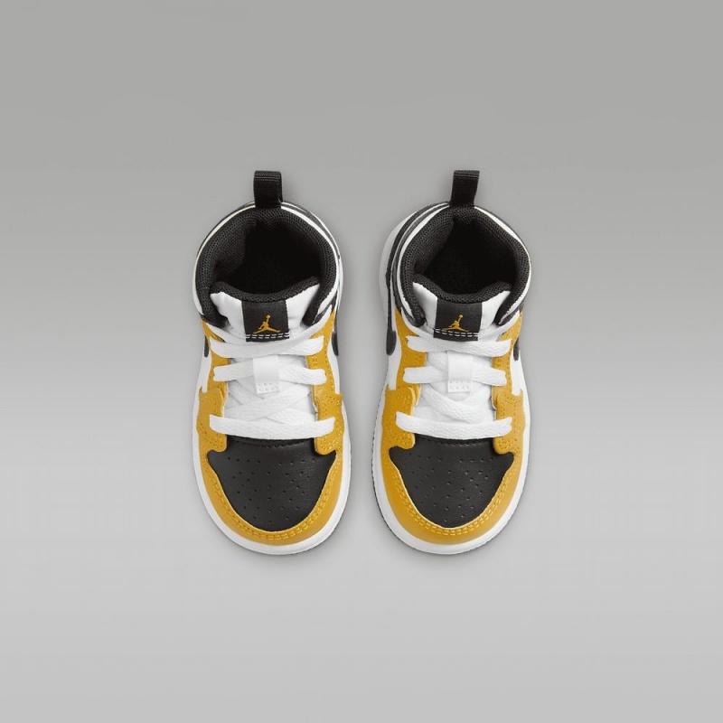 Nike Jordan 1 Mid Schoenen Kinderen Zwart Geel Nederland | 624879-TMF