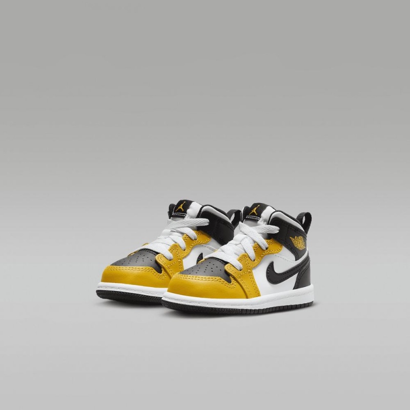 Nike Jordan 1 Mid Schoenen Kinderen Zwart Geel Nederland | 624879-TMF