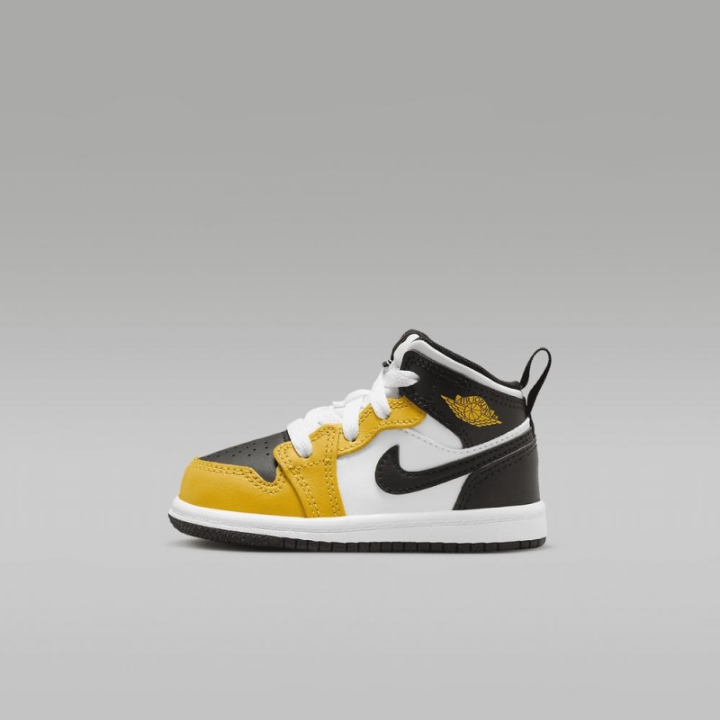 Nike Jordan 1 Mid Schoenen Kinderen Zwart Geel Nederland | 624879-TMF