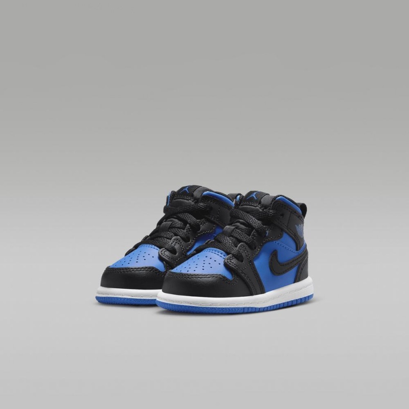 Nike Jordan 1 Mid Schoenen Kinderen Zwart Blauw Nederland | 982305-ZHR