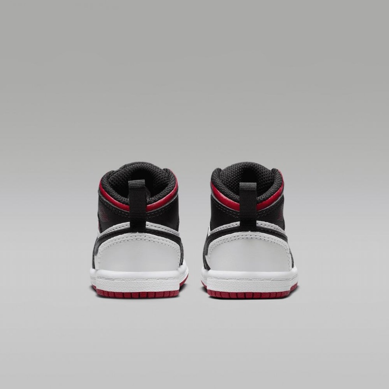 Nike Jordan 1 Mid Schoenen Kinderen Zwart Wit Rood Nederland | 538074-UKY