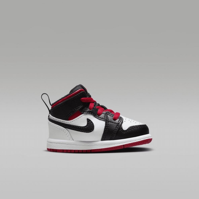 Nike Jordan 1 Mid Schoenen Kinderen Zwart Wit Rood Nederland | 538074-UKY