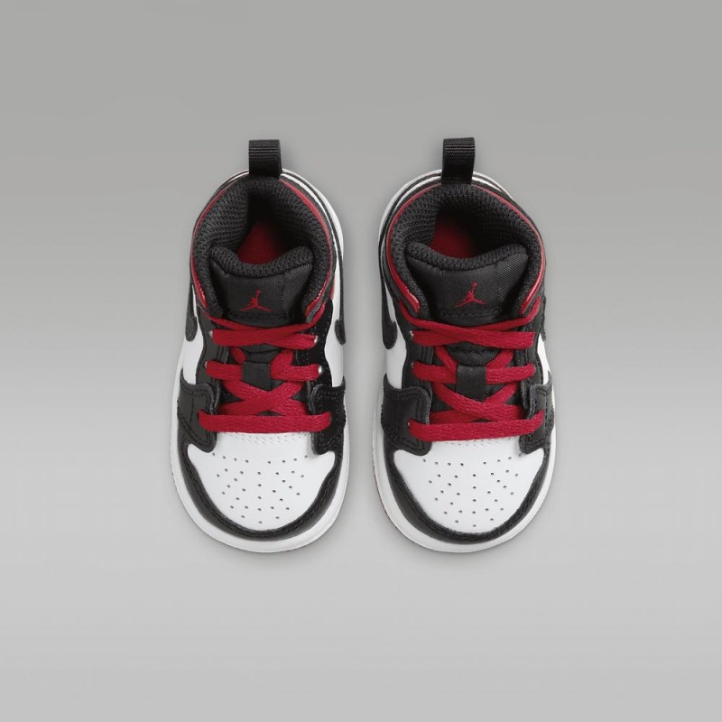 Nike Jordan 1 Mid Schoenen Kinderen Zwart Wit Rood Nederland | 538074-UKY