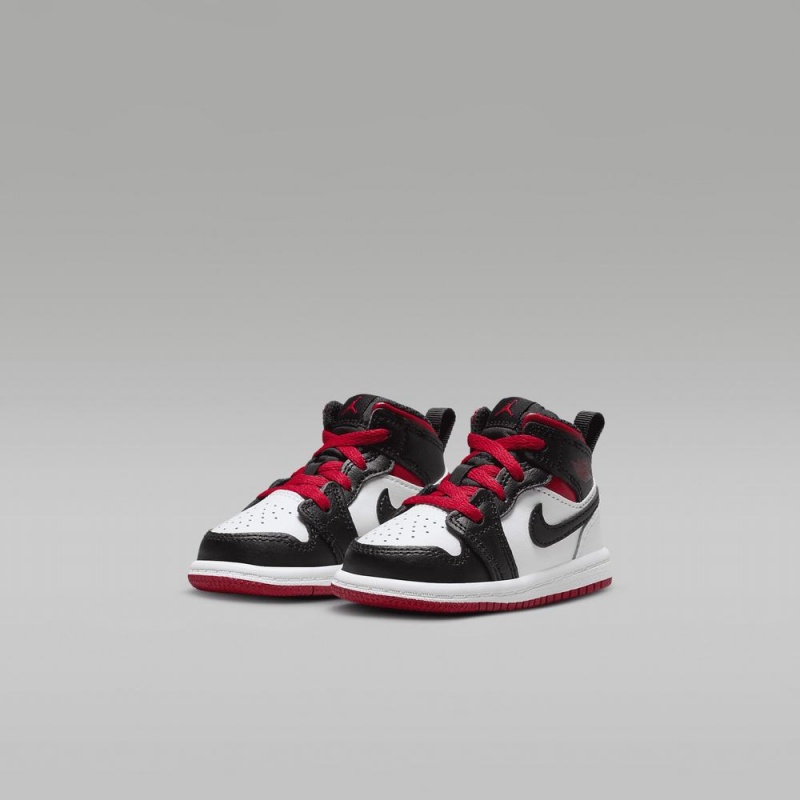 Nike Jordan 1 Mid Schoenen Kinderen Zwart Wit Rood Nederland | 538074-UKY