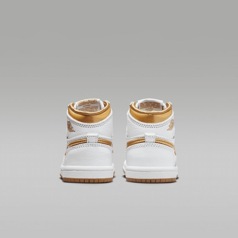 Nike Jordan 1 Retro High OG Schoenen Kinderen Wit Lichtbruin Metal Goud Nederland | 145983-EXJ