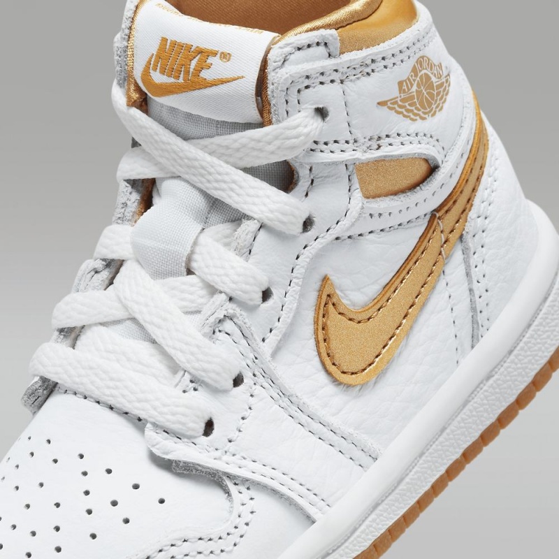 Nike Jordan 1 Retro High OG Schoenen Kinderen Wit Lichtbruin Metal Goud Nederland | 145983-EXJ