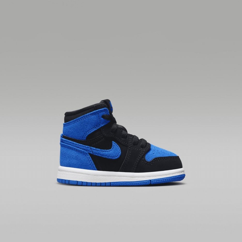 Nike Jordan 1 Retro High OG Schoenen Kinderen Zwart Wit Koningsblauw Blauw Nederland | 684752-IST
