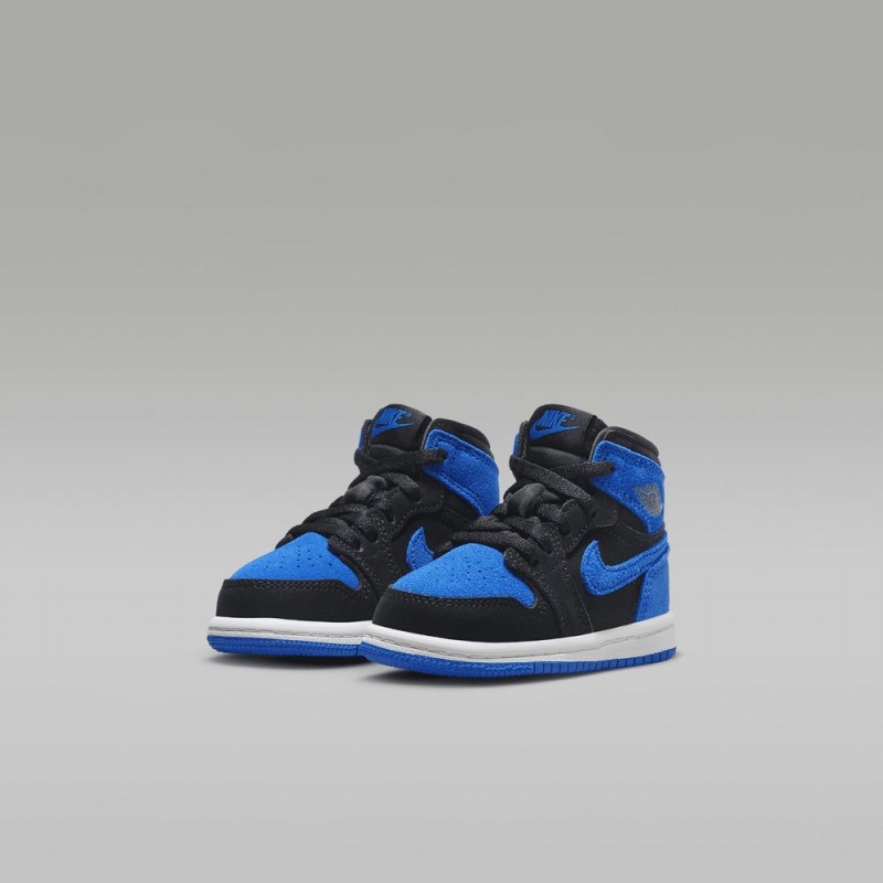Nike Jordan 1 Retro High OG Schoenen Kinderen Zwart Wit Koningsblauw Blauw Nederland | 684752-IST