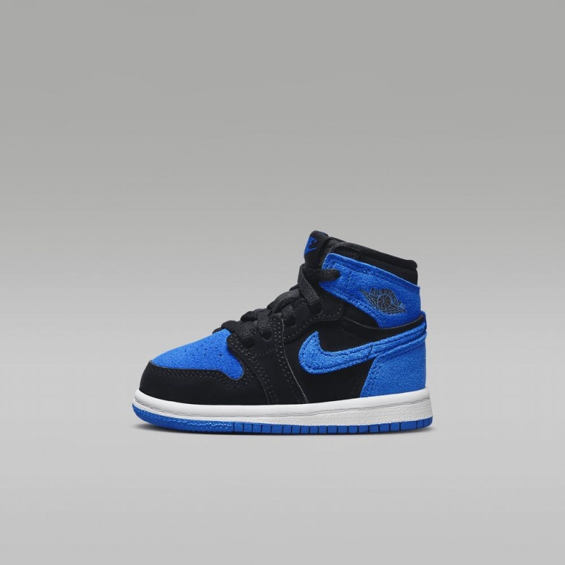 Nike Jordan 1 Retro High OG Schoenen Kinderen Zwart Wit Koningsblauw Blauw Nederland | 684752-IST