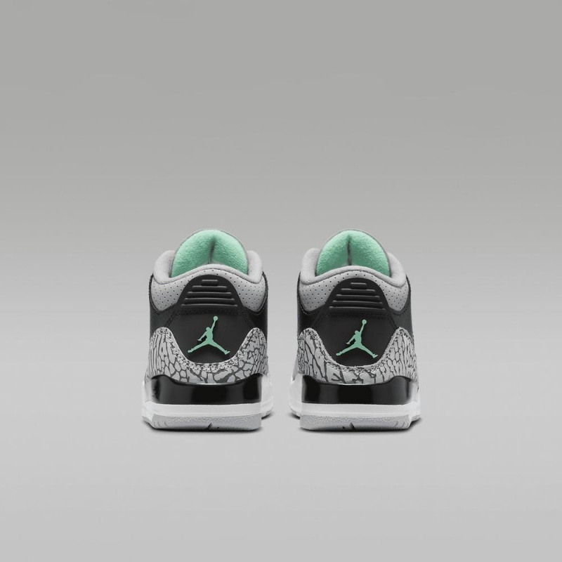 Nike Jordan 3 Retro Schoenen Kinderen Zwart Grijs Wit Groen Nederland | 918357-ZXO