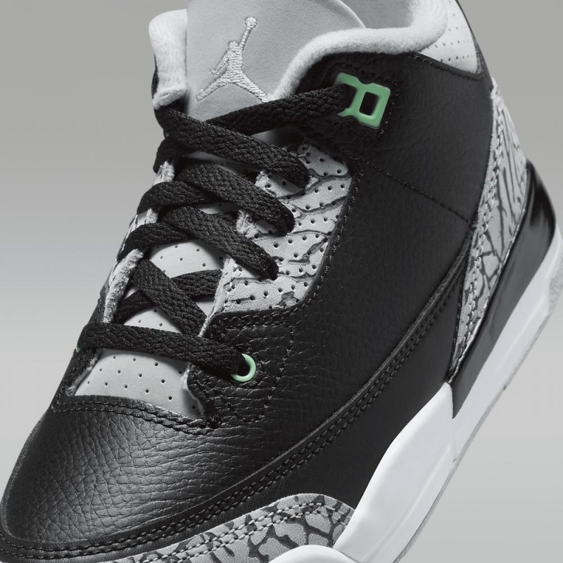 Nike Jordan 3 Retro Schoenen Kinderen Zwart Grijs Wit Groen Nederland | 918357-ZXO