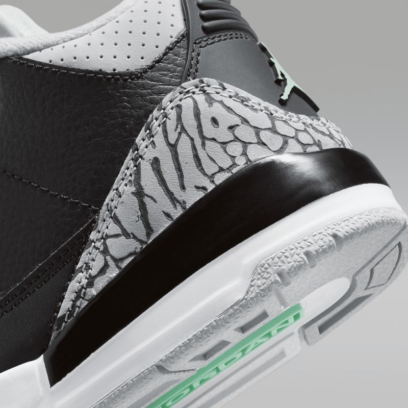 Nike Jordan 3 Retro Schoenen Kinderen Zwart Grijs Wit Groen Nederland | 918357-ZXO