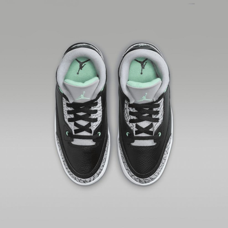 Nike Jordan 3 Retro Schoenen Kinderen Zwart Grijs Wit Groen Nederland | 918357-ZXO