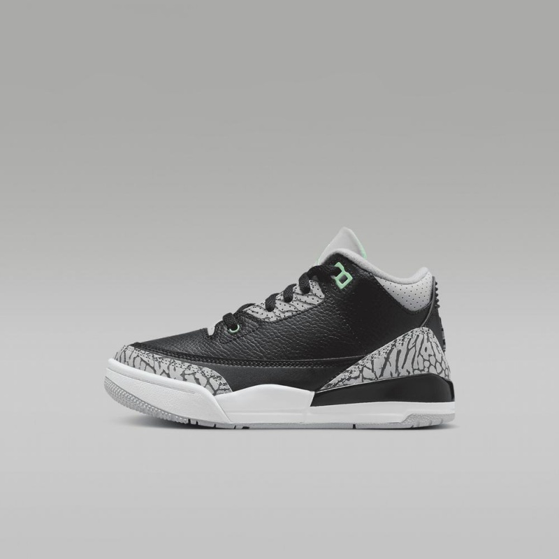 Nike Jordan 3 Retro Schoenen Kinderen Zwart Grijs Wit Groen Nederland | 918357-ZXO