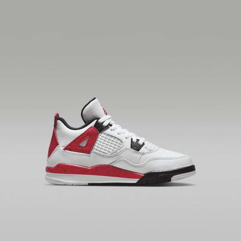 Nike Jordan 4 Retro Schoenen Kinderen Wit Zwart Grijs Rood Nederland | 416385-RPA