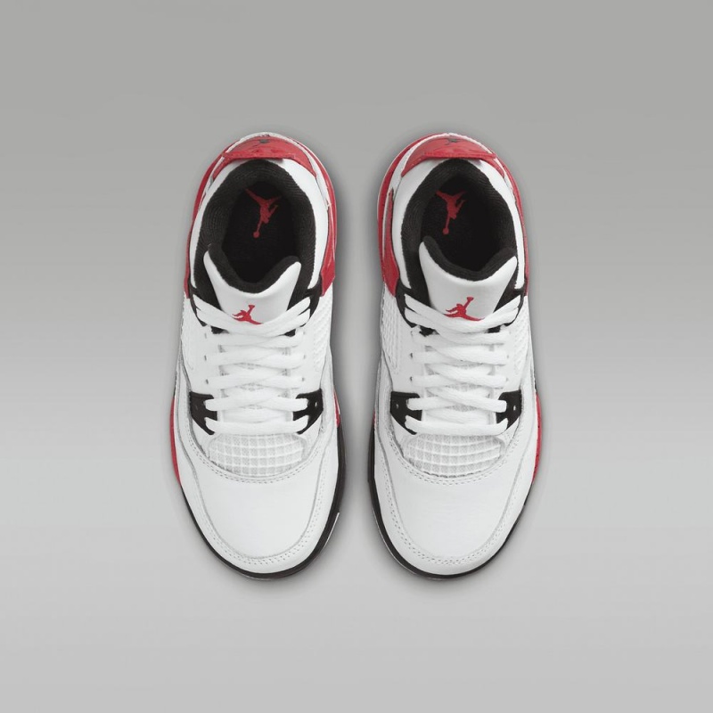 Nike Jordan 4 Retro Schoenen Kinderen Wit Zwart Grijs Rood Nederland | 416385-RPA