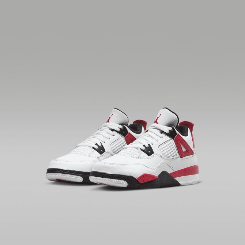 Nike Jordan 4 Retro Schoenen Kinderen Wit Zwart Grijs Rood Nederland | 416385-RPA