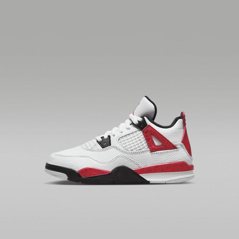 Nike Jordan 4 Retro Schoenen Kinderen Wit Zwart Grijs Rood Nederland | 416385-RPA