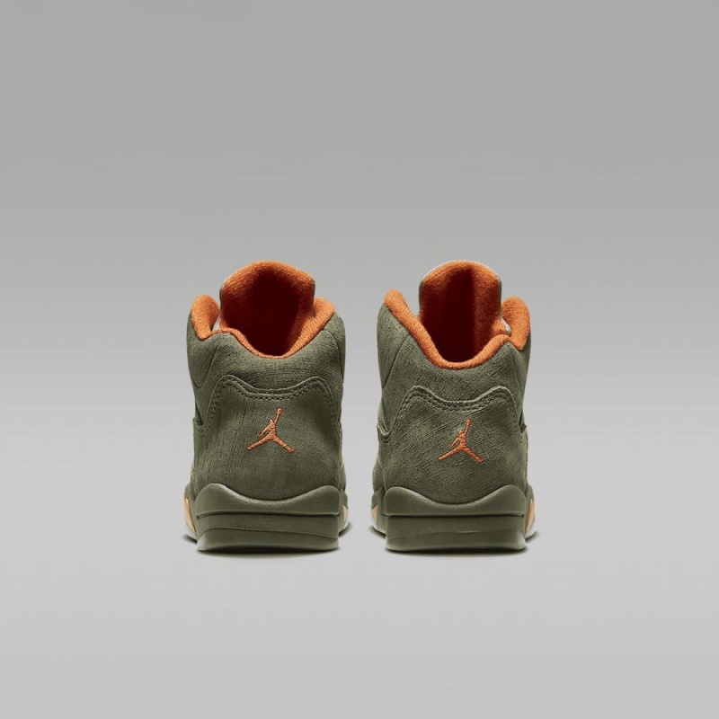 Nike Jordan 5 Retro Schoenen Kinderen Olijfgroen Oranje Nederland | 015632-NAG