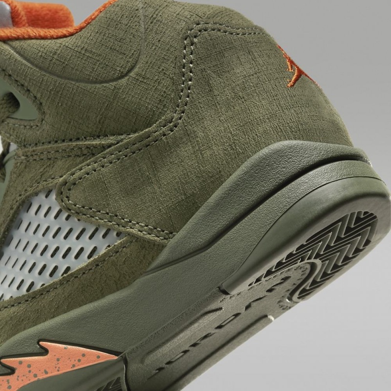 Nike Jordan 5 Retro Schoenen Kinderen Olijfgroen Oranje Nederland | 015632-NAG