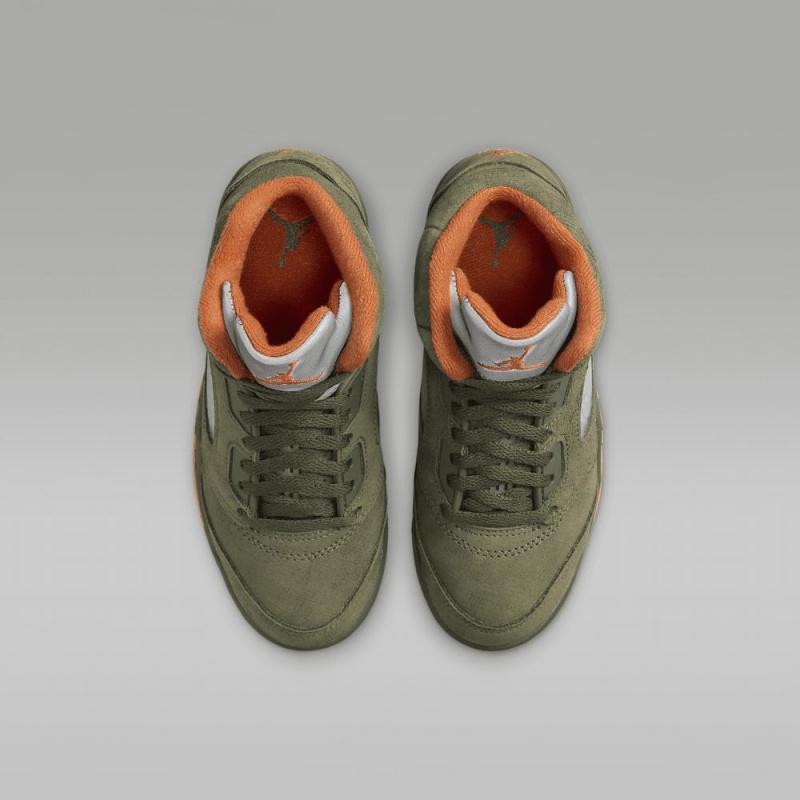 Nike Jordan 5 Retro Schoenen Kinderen Olijfgroen Oranje Nederland | 015632-NAG