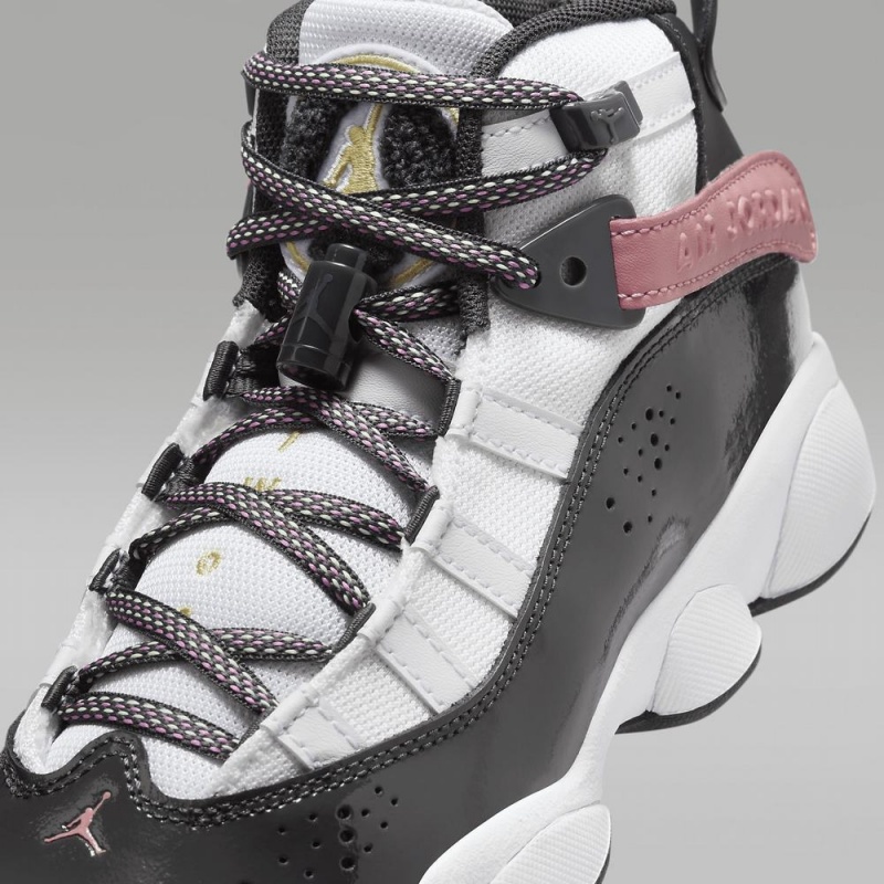 Nike Jordan 6 Rings Schoenen Kinderen Zwart Wit Roze Nederland | 625013-SVH