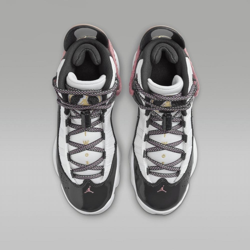 Nike Jordan 6 Rings Schoenen Kinderen Zwart Wit Roze Nederland | 625013-SVH