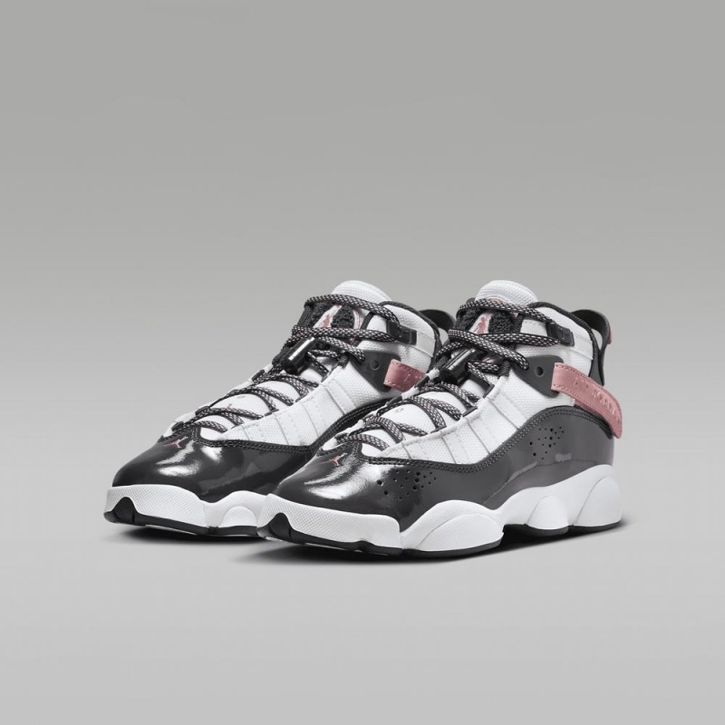 Nike Jordan 6 Rings Schoenen Kinderen Zwart Wit Roze Nederland | 625013-SVH