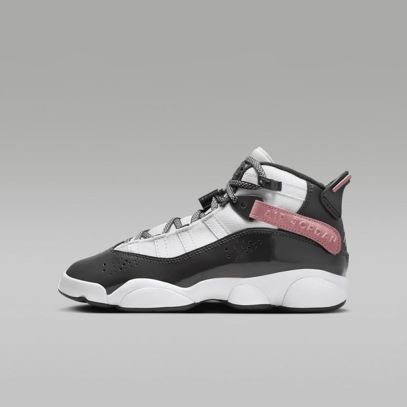 Nike Jordan 6 Rings Schoenen Kinderen Zwart Wit Roze Nederland | 625013-SVH
